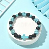 Dyed Natural & Synthetic Mixed Gemstone Skull & Cross Beaded Stretch Bracelets BJEW-TA00272-02-2
