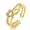 Brass Micro Pave Cubic Zirconia Rings for Women RJEW-E295-36G-1