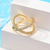 Adjustable Brass Micro Pave Clear Cubic Zirconia Cuff Rings RJEW-F101-17G-4