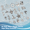 96Pcs 24 Style Ocean Theme Tibetan Style Alloy Pendants TIBEP-FG0001-13-3