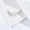 1Pc Letter Brass Rhinestone Open Cuff Rings for Women AJEW-LP0004-47O-S-3