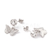 Crystal Rhinestone with Butterfly Dangle Stud Earrings EJEW-E264-05-3