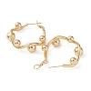 Brass Round Beaded Rhombus Hoop Earrings EJEW-A025-03G-2