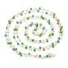 Faceted Cube Glass & ABS Plastic Imitation Pearl Beaded Chains CHS-G026-02KCG-01-1-3