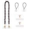 Non-Magnetic Synthetic Hematite & 304 Stainless Steel Round Beaded Mobile Straps HJEW-SW00043-01-1