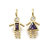 Brass Micro Pave Cubic Zirconia Pendants KK-D339-02G-06-1