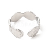 304 Stainless Steel Oval Open Cuff Ring for Women RJEW-E063-30P-3