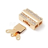 Brass Micro Pave Clear Cubic Zirconia Box Clasps KK-C031-10G-2