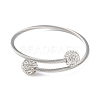 304 Stainless Steel & Polymer Clay Crystal Rhinestone Round Beads Open Cuff Bangles BJEW-M042-06P-1