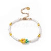 Glass Flower & Shell Pearl Beaded Dangle Earrings Bracelet Necklace SJEW-TA00006-6