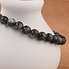 Natural Larvikite Bead Stretch Bracelets X-BJEW-K212-A-046-4