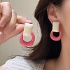 Brass Resin Stud Earrings for Women WG1A92B-02-1