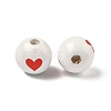 Valentine's Day Spray Painted & Printed Wood European Beads WOOD-L023-03I-2