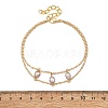 Brass Cable Chains & Rice Natural Cultured Freshwater Pearl Double Layers Bracelets for Women BJEW-JB14135-6
