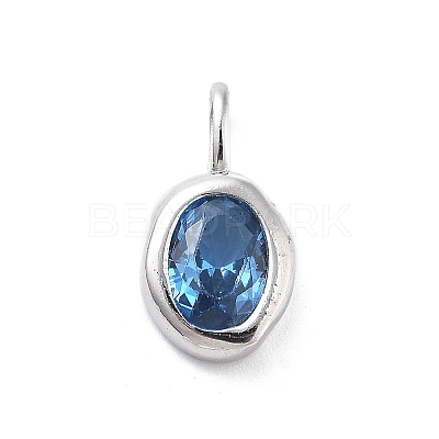 925 Sterling Silver Cubic Zirconia Oval Charms STER-S006-01S-C-1