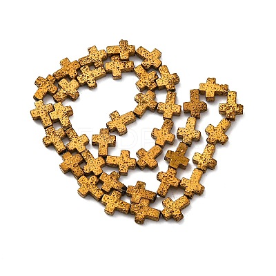 Electroplated Natural Lava Rock Beads Strands G-A256-A01-01B-1