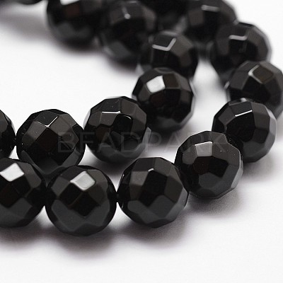 Natural Dyed & Heated Black Onyx Beads Strands X-G-D840-23-10mm-1