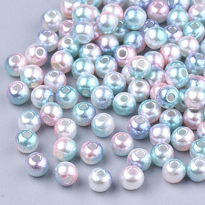 Rainbow ABS Plastic Imitation Pearl Beads OACR-Q174-6mm-05-1