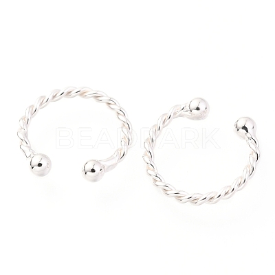 Rhodium Plated 925 Sterling Silver Cuff Earrings EJEW-H124-10P-1