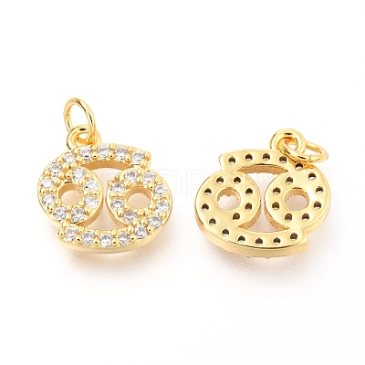 Brass Micro Pave Clear Cubic Zirconia Charms ZIRC-O036-30G-A-1