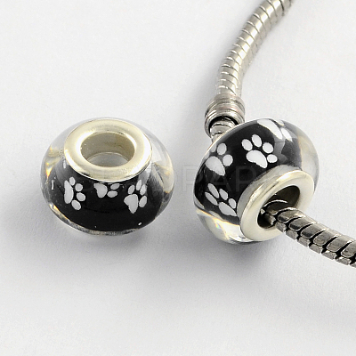 Large Hole Dog Paw Prints Pattern Resin European Beads OPDL-Q128-12J-1