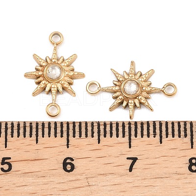 304 Stainless Steel Micro Pave Cubic Zirconia Connector Charm ZIRC-F147-02G-03-1
