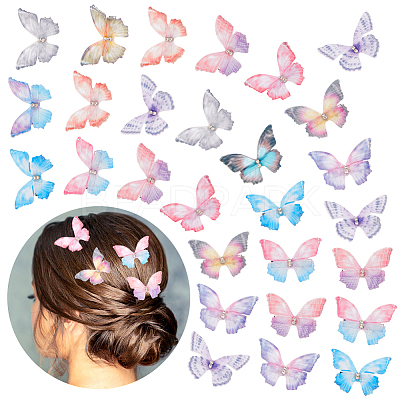 24Pcs 12 Colors Cloth Butterfly Alligator Hair Clip FIND-CP0002-47-1
