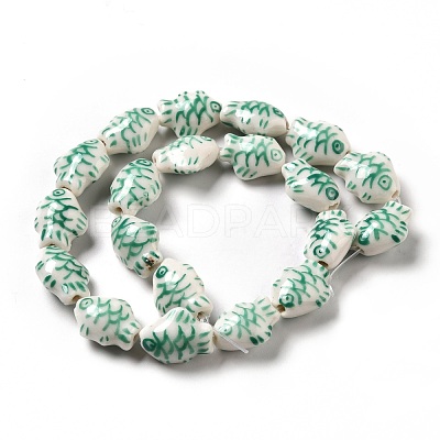 Handmade Printed Porcelain Beads PORC-F005-03F-1