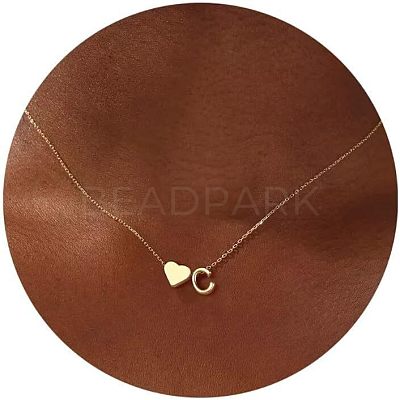 Simple Style Adjustable 316L Surgical Stainless Steel Heart and Initial Pendant Necklaces for Women WG95AEF-03-1