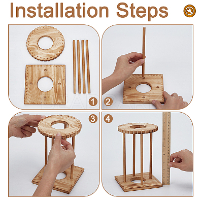 Pine Wood Crochet Basket Display Stand Base DIY-WH0656-88C-1