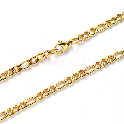 PVD Vacuum Plating 304 Stainless Steel Figaro Chain Necklaces NJEW-S420-003B-G-1