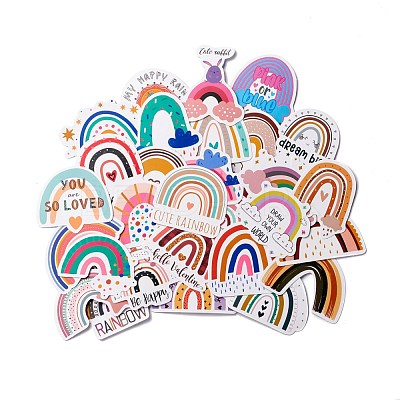 Cartoon Rainbow Paper Stickers Set X-DIY-M031-45-1