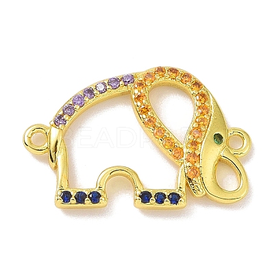 Real 18K Gold Plated Brass Micro Pave Cubic Zirconia Connector Charms KK-L209-049G-02-1