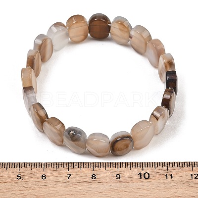 Dyed & Heated Natural Agate Oval Beaded Stretch Bracelet G-E010-01-23-1