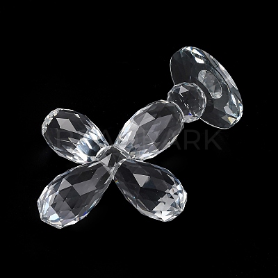 Natural Quartz Crystal Cross Figurines AJEW-H154-01C-1