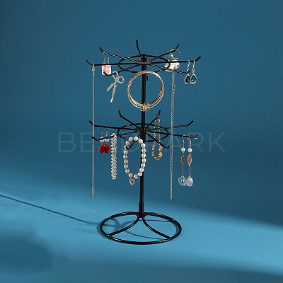 2-Tier Rotatable Iron Jewelry Display Organizer Holder for Necklaces PW-WGF40E6-01-1