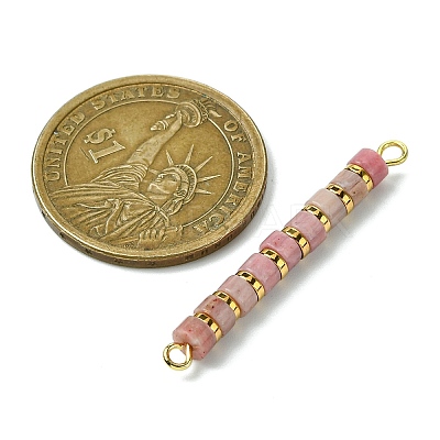 Natural Rhodonite & Electroplated Synthetic Non-magnetic Hematite Heishi Connector Charms PALLOY-JF03291-07-1