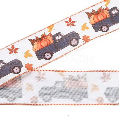 5 Yards Thanksgiving Day Printed Polyester Wired Ribbon OCOR-K009-01C-1