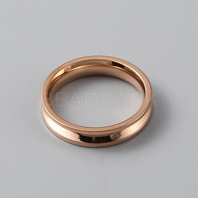 201 Stainless Steel Grooved Finger Ring Settings RJEW-WH0012-11A-1