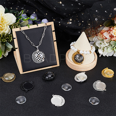 10Pcs 5 Colors Alloy Pendant Cabochon Settings DIY-SC0023-47-1