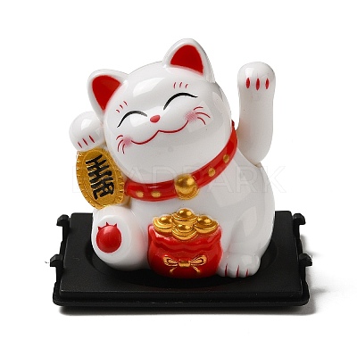 Plastic Solar Powered Japanese Lucky Cat Figurines DJEW-K023-01C-1