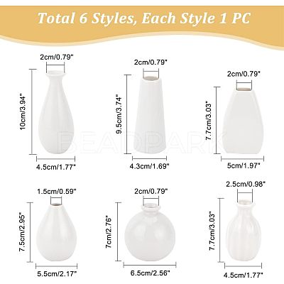 6Pcs 6 Style Mini Ceramic Floral Vases for Home Decor BOTT-NB0001-05-1