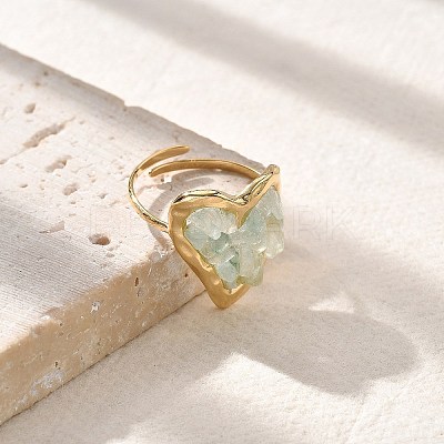 Heart Natural Green Aventurine Finger Rings STAS-Z112-10G-02-1