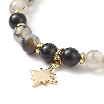5Pcs 5 Style Natural Mixed Gemstone Round Beaded Stretch Bracelets Set BJEW-JB08829-1