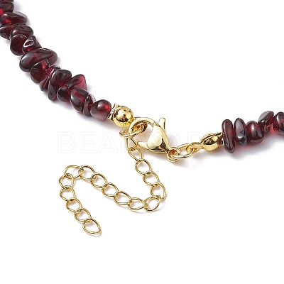 Natural Garnet Chip Beaded Necklace NJEW-JN04616-09-1