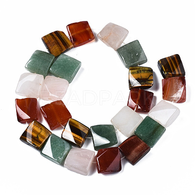 Natural Green Aventurine & Rose Quartz & & Red Agate & Tiger Eye Beads Strands G-S364-092-1