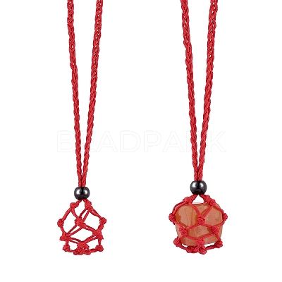 Braided Waxed Cotton Thread Cords Macrame Pouch Necklace Making AJEW-SW00022-05-1