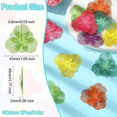 12Pcs 6 Colors 430 Stainless Steel Bead Caps STAS-CJ0002-54-1