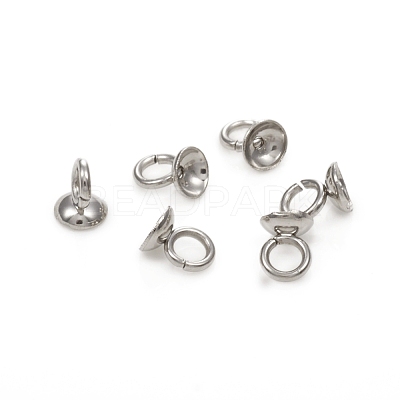 201 Stainless Steel Bead Cap Pendant Bails STAS-G224-24P-05-1