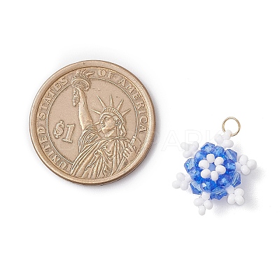Glass Seed Beaded Snowflake Pendants PALLOY-MZ00815-04-1